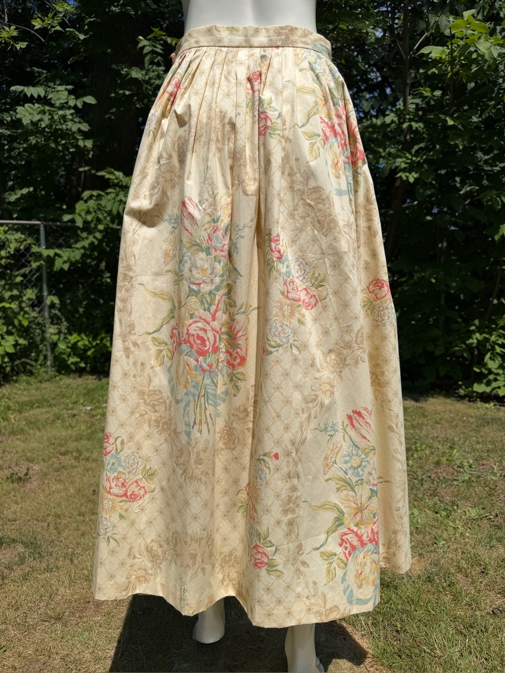 Vintage 80s Ralph Lauren Floral Skirt Size 8 Blue Label Cabbage Roses Wallpaper - Picture 7 of 9